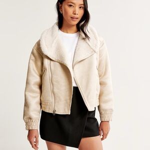 Abercrombie & Fitch Cream Bomber Jacket